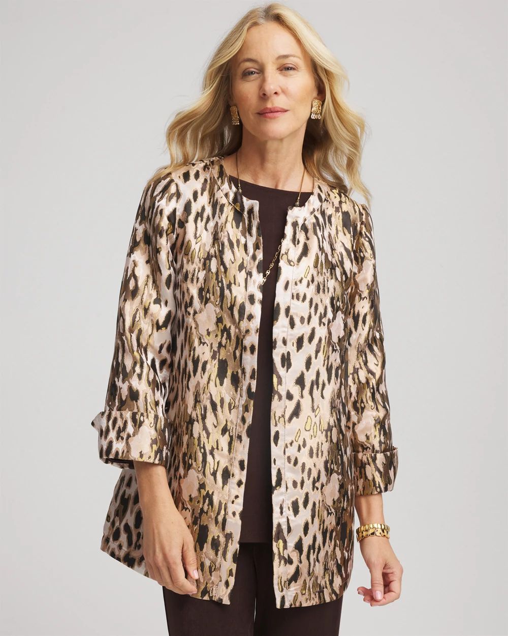 トップス MIX ANIMAL JACQUARD BRUSHED CARDIGAN Jacquard Animal Print Cardigan Sweater | Chico's